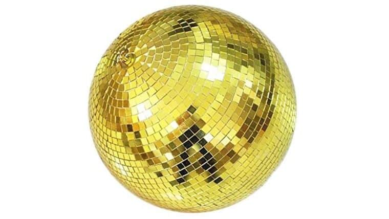 12″ Round Disco Mirror Ball – Gold | Rental