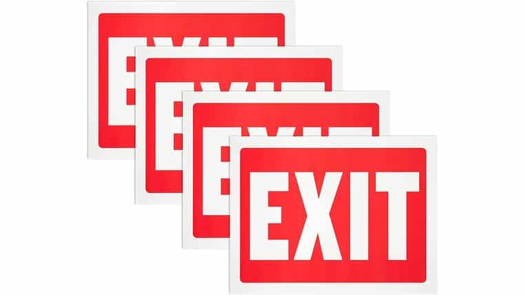 Plastic Exit Sign – Red and white, 9 x 12 Inches, Waterproof Heavy Duty Signboard Tags for Buildings, Indoor and Outdoor | Rental