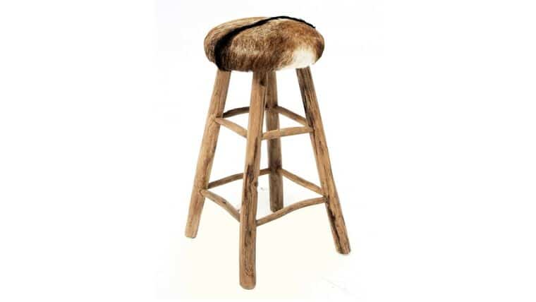 Rustic Goat Skin Stool – Tall | Rental