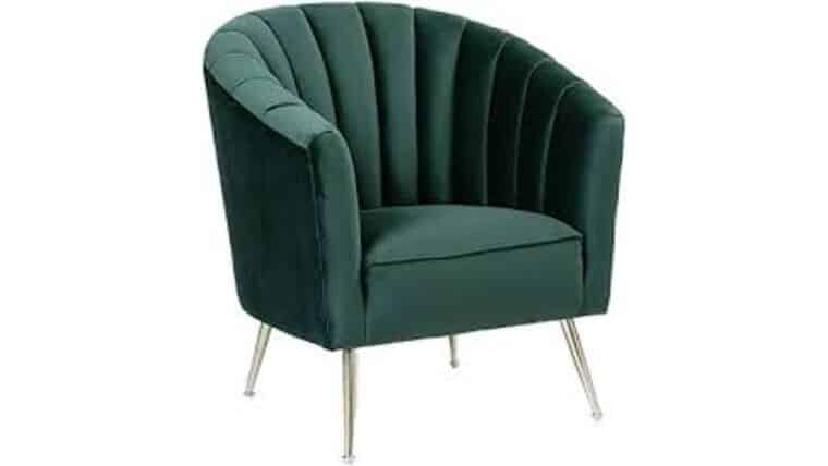 Manhattan Comfort Rosemont Velvet Accent Chair in Green and Gold | Rental