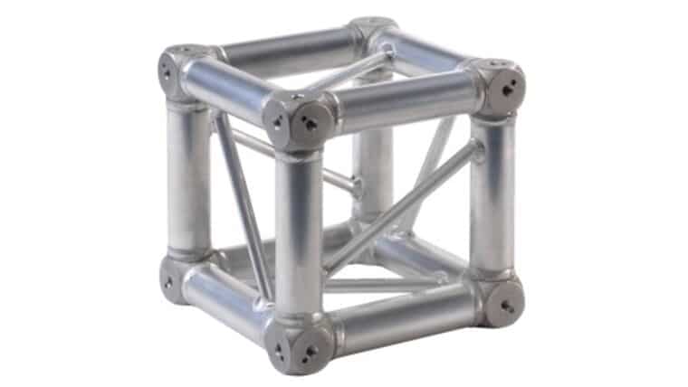 Global Truss – 6 Way F34 Silver Aluminum Corner Block | Rental Global Truss – 6 Way F34 Silver Aluminum Corner Block | Rental