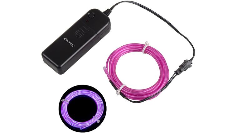 16.4ft Purple Neon Glowing Strobing Electroluminescent EL Wire Light with Battery Pack Controller for Parties | Rental