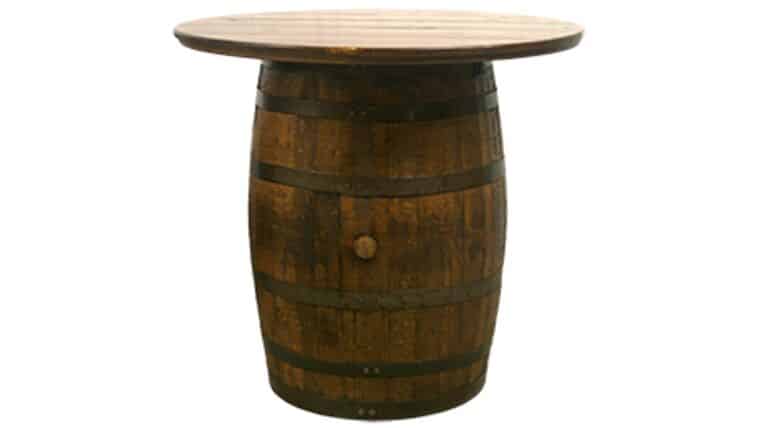40″ Round Rustic Wood Wine Barrel w/Wood Top | Rental 40″ Round Rustic Wood Wine Barrel w/Wood Top | Rental