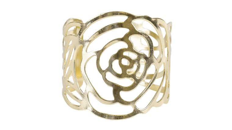 Laser Cut Rose Metal Napkin Ring – Gold | Rental Laser Cut Rose Metal Napkin Ring – Gold | Rental