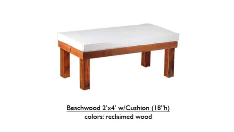 White Beechwood Bench w/Cushion | Rental White Beechwood Bench w/Cushion | Rental