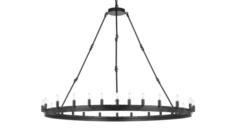 63″H x 49″H Wrought Iron Vintage Barn Metal Camino One Tier Chandelier | Rental 63″H x 49″H Wrought Iron Vintage Barn Metal Camino One Tier Chandelier | Rental