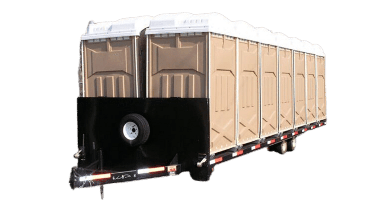 Equipment Trailer – Fixed Deck Over Bumper Pull Restroom – 32′ | Rental Equipment Trailer – Fixed Deck Over Bumper Pull Restroom – 32′ | Rental