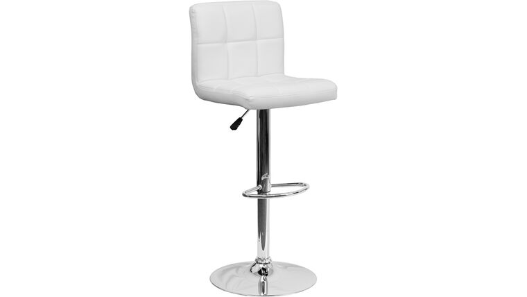 White Metal Leather Barstool With Chrome Legs | Rental White Metal Leather Barstool With Chrome Legs | Rental