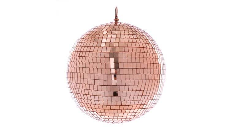 12″ Round Disco Mirror Ball – Rose Gold | Rental