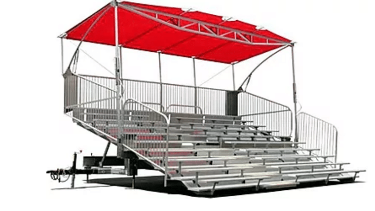 10 Row – TSP 10 Mobile Grandstand Bleacher w/Canopy | Rental 10 Row – TSP 10 Mobile Grandstand Bleacher w/Canopy | Rental