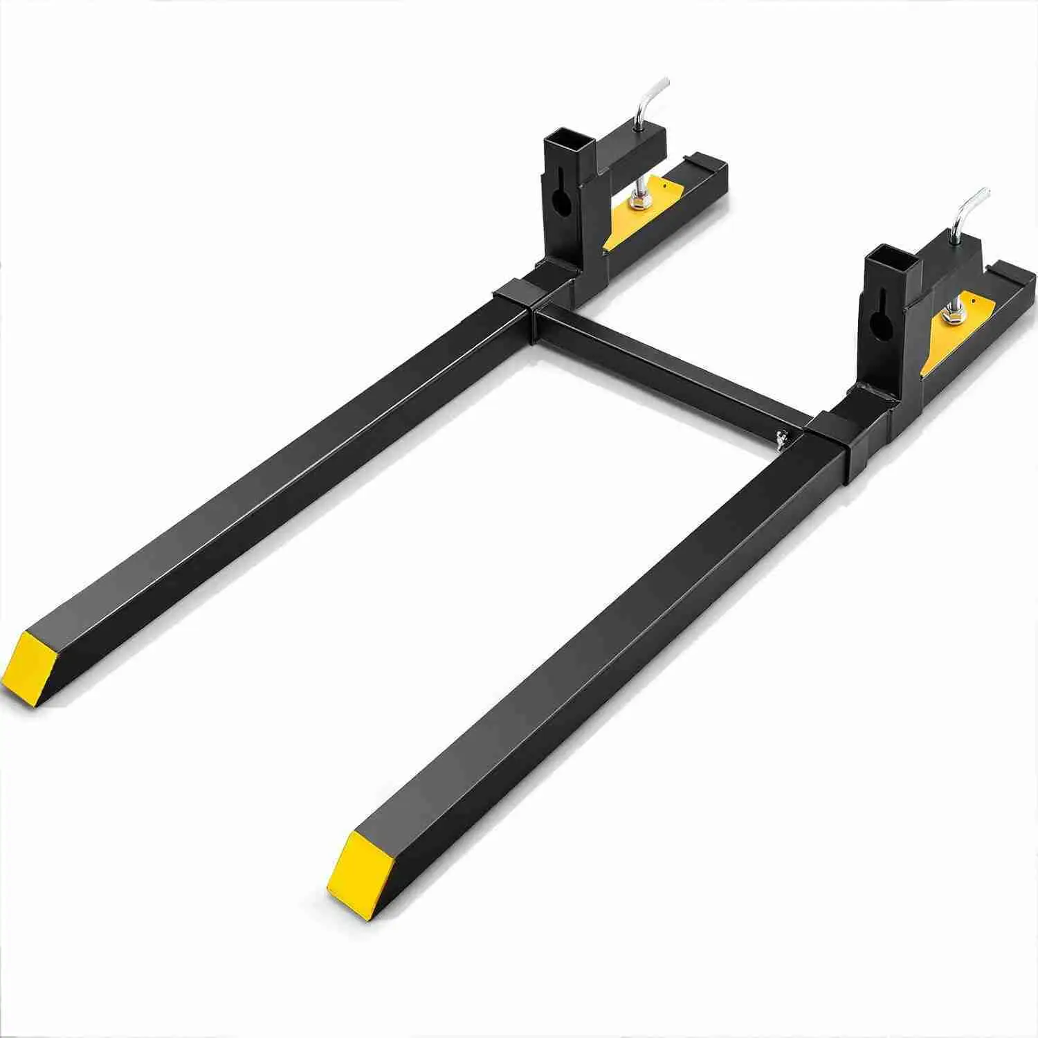 60″ 2000lbs Heavy Duty Pallet Forks with Adjustable Stabilizer Bar for Loader Bucket Skid Steer Tractor, Black | Rental 60″ 2000lbs Heavy Duty Pallet Forks with Adjustable Stabilizer Bar for Loader Bucket Skid Steer Tractor, Black | Rental