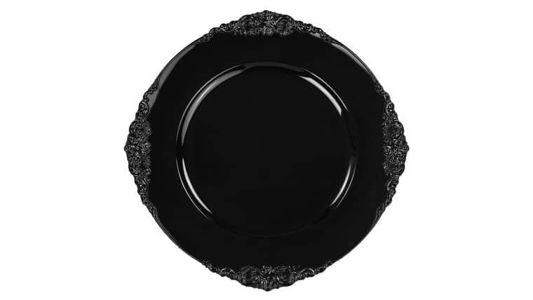 Vintage Acrylic Charger Plate – Black | Rental