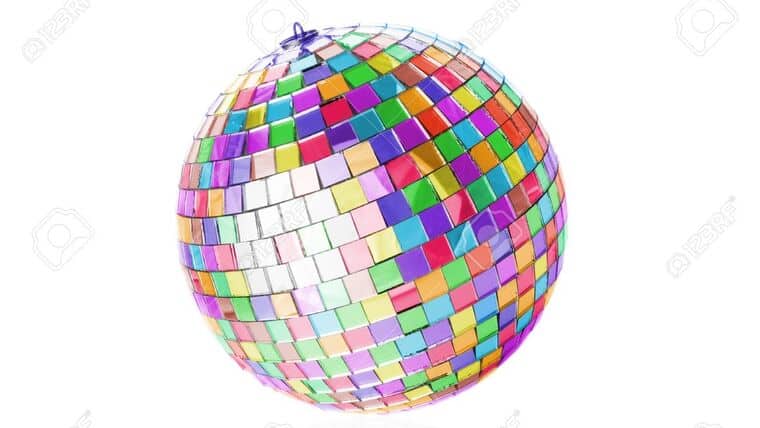 12″ Round Disco Mirror Ball – Multi-Colored | Rental
