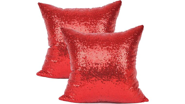 Sequin & Satin Pillow 18″ x 18″ – Red | Rental