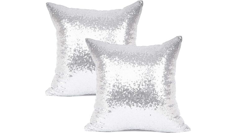 Sequin & Satin Pillow 18″ x 18″ – Silver | Rental Sequin & Satin Pillow 18″ x 18″ – Silver | Rental