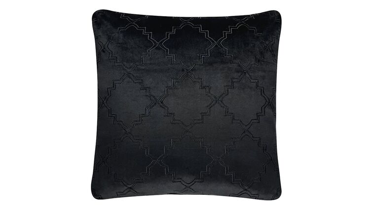 Black Geo Embossed Velvet Throw Pillow, 18″ | Rental