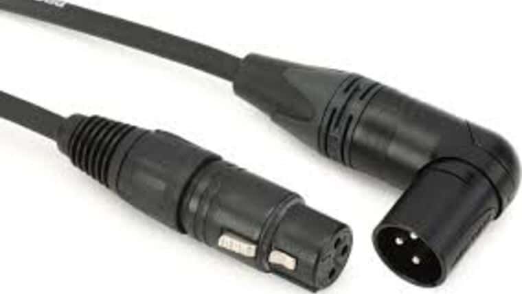 XLR 3-Pin Angle Cable – 9′ – Black | Rental