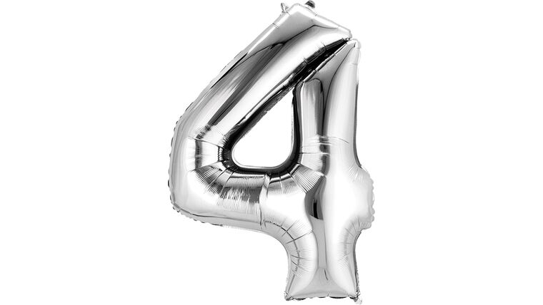 34″ Silver Number 4 Anagram Balloon | Purchase 34″ Silver Number 4 Anagram Balloon | Purchase