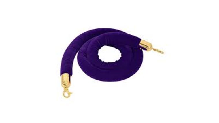5’ – Purple Velvet Rope Stanchion w/Gold Hook Kit | Rental