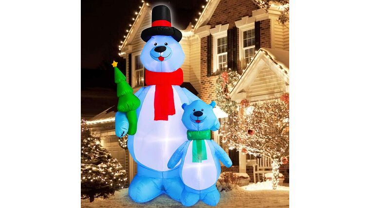 10Ft Tall Christmas Inflatables Blow up Polar Bears Family Holding Christmas Tree with Tether Stakes LED Lighted Christmas Decoration Holiday Yard Outdoor Lawn Garden Home Party Decoration | Rental