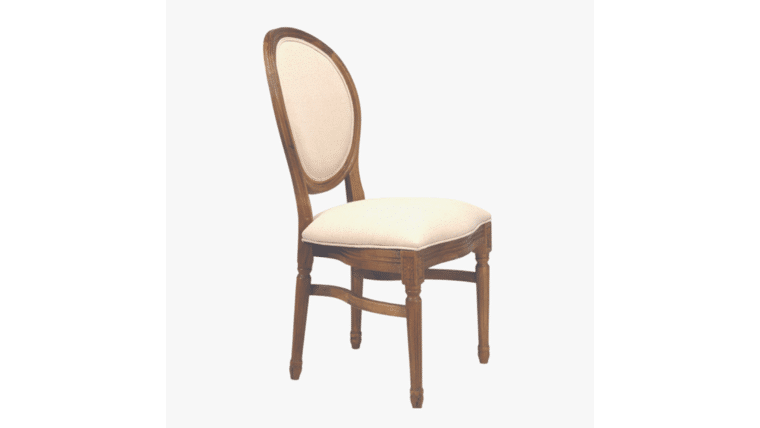 Chloe Chair – Antique Brown w/Rectangular Fabric Back | Rental Chloe Chair – Antique Brown w/Rectangular Fabric Back | Rental