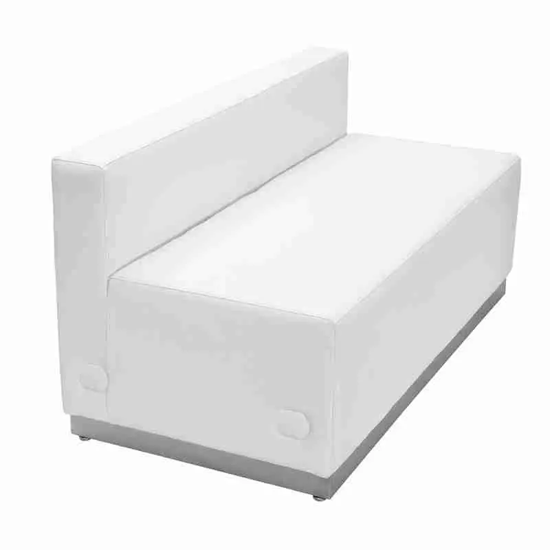 Package –  Alon Series White LeatherSoft Loveseat with Brushed Stainless Steel Base | Rental