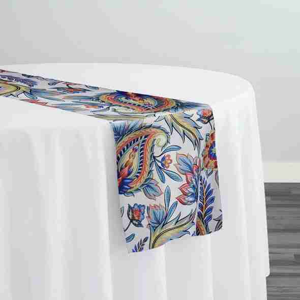 Asian Paisley (Dupioni) Table Runner in Blue | Rental Asian Paisley (Dupioni) Table Runner in Blue | Rental