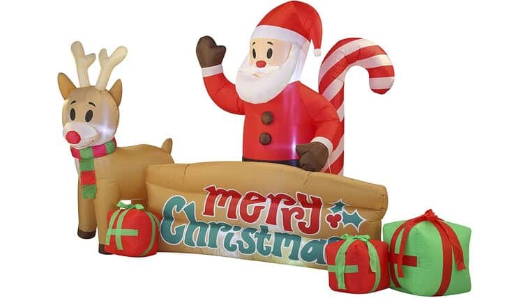 10 FT Long Xmas Sante Merry Christmas Sign Inflatable with Build-in LEDs Blow Up for Indoor Outdoor Yard Garden Party Lawn Winter Decor. | Rental