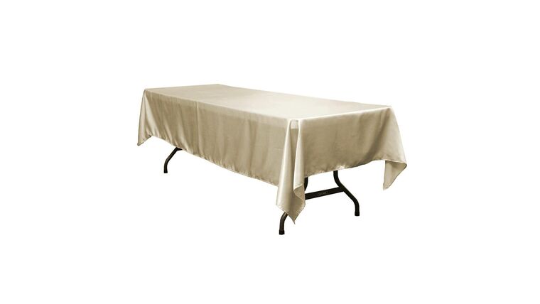 60″ x 120″ Rectangle Taupe Satin Tablecloth | Rental 60″ x 120″ Rectangle Taupe Satin Tablecloth | Rental