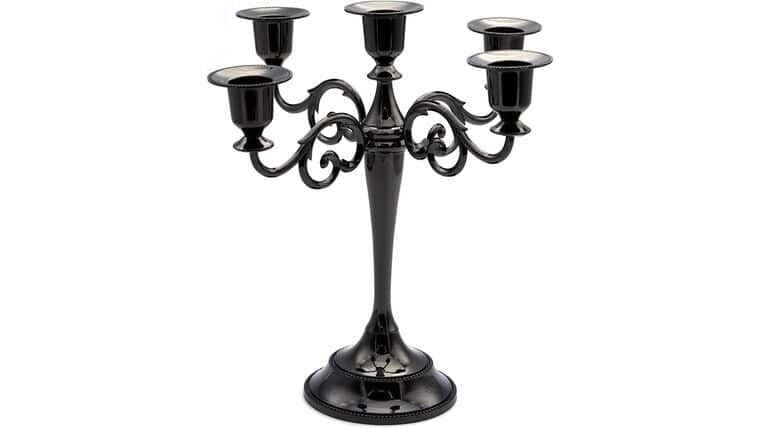 5-Candle Metal Candelabra Candlestick Holders 10.6 inch Tall Candle Holder Wedding Event Candelabra Candle Stand (Black Candelabra) | Rental 5-Candle Metal Candelabra Candlestick Holders 10.6 inch Tall Candle Holder Wedding Event Candelabra Candle Stand (Black Candelabra) | Rental