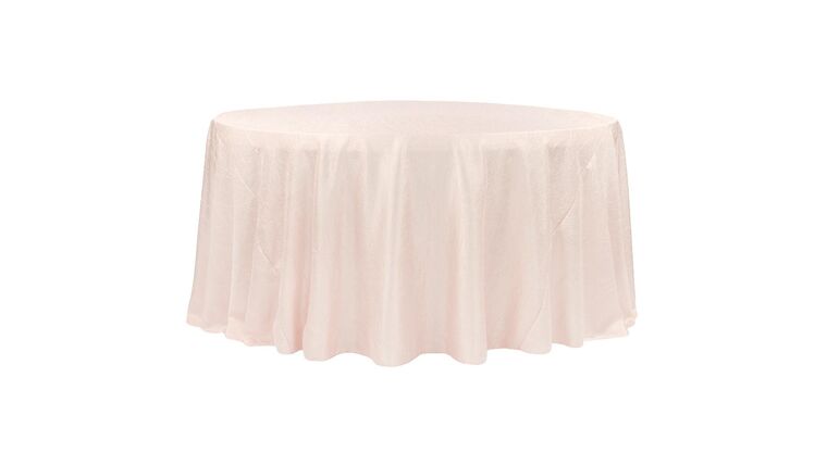 Crushed Taffeta 132″ Round Tablecloth – Blush/Rose Gold | Rental Crushed Taffeta 132″ Round Tablecloth – Blush/Rose Gold | Rental