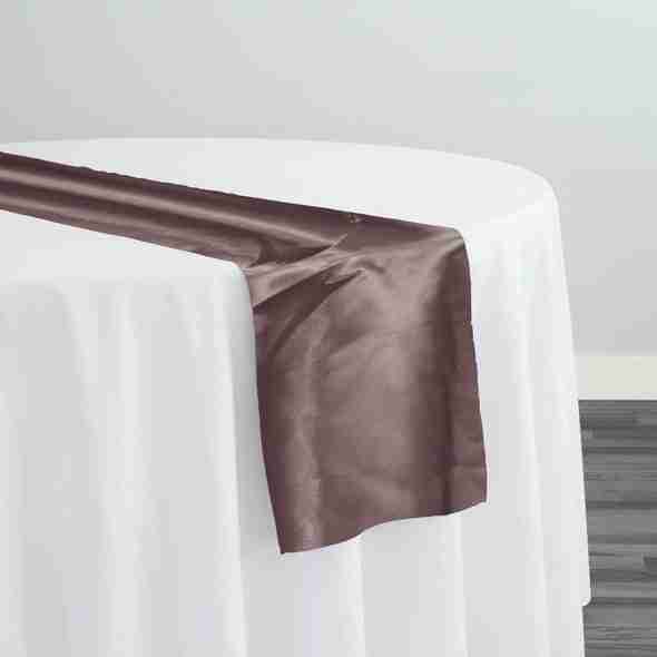 Bridal Satin Table Runner in Brown 266 | Rental Bridal Satin Table Runner in Brown 266 | Rental