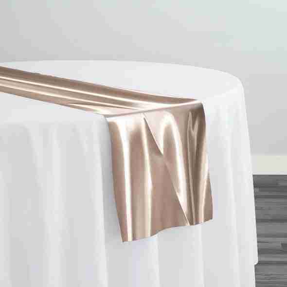 Bridal Satin Table Runner in Champagne 117 | Rental Bridal Satin Table Runner in Champagne 117 | Rental