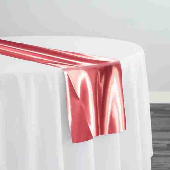 Bridal Satin Table Runner in Coral 201 | Rental Bridal Satin Table Runner in Coral 201 | Rental
