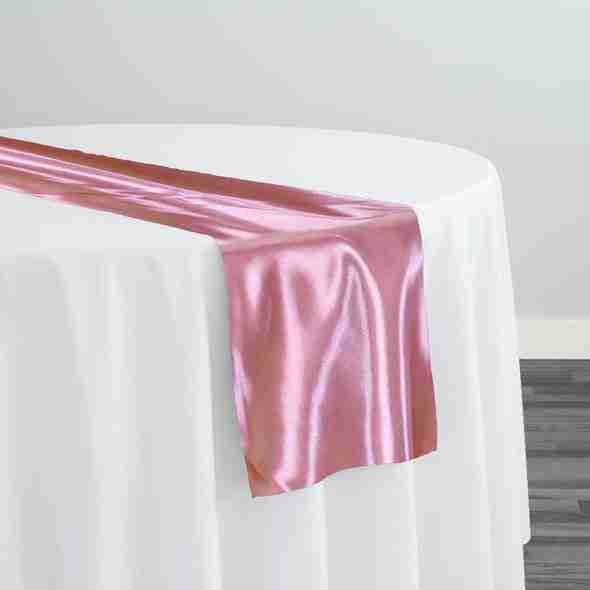 Bridal Satin Table Runner in Dusty Rose 317 | Rental Bridal Satin Table Runner in Dusty Rose 317 | Rental