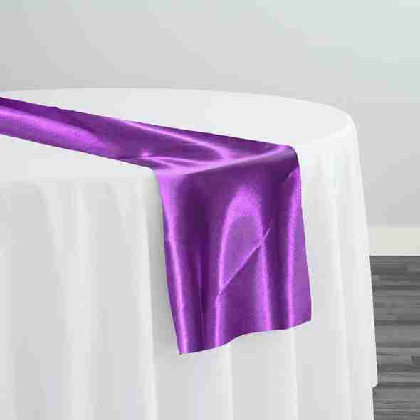 Bridal Satin Table Runner in Plum 555 | Rental Bridal Satin Table Runner in Plum 555 | Rental