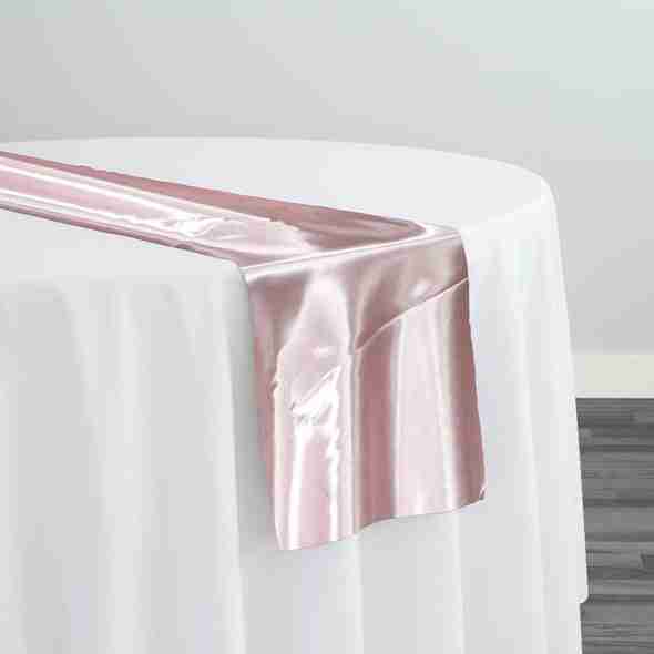 Bridal Satin Table Runner in Rose Powder 318 | Rental Bridal Satin Table Runner in Rose Powder 318 | Rental
