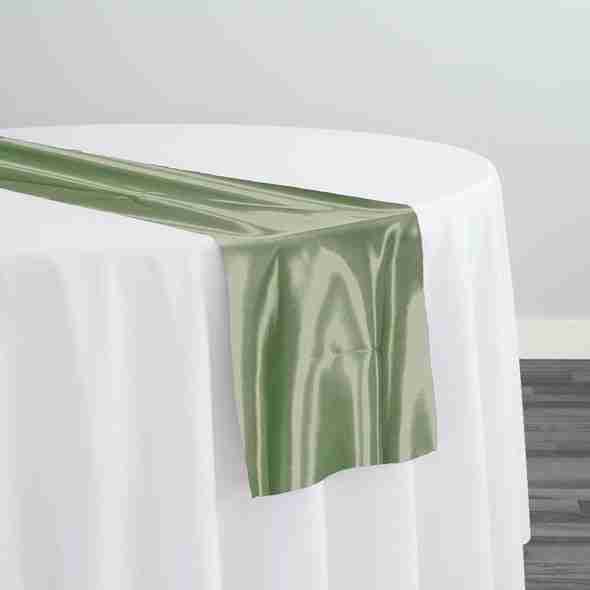 Bridal Satin Table Runner in Sage 152 | Rental Bridal Satin Table Runner in Sage 152 | Rental