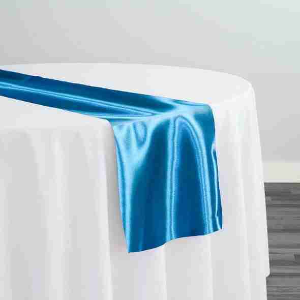 Bridal Satin Table Runner in Turquoise 31 | Rental Bridal Satin Table Runner in Turquoise 31 | Rental
