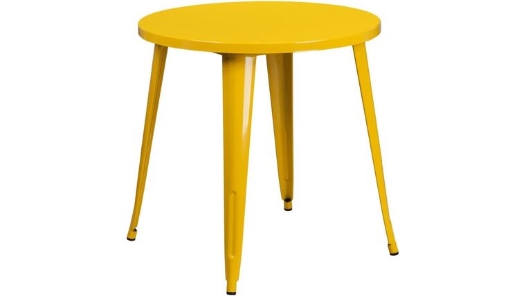 30″ Round Metal Side Table – Yellow | Rental