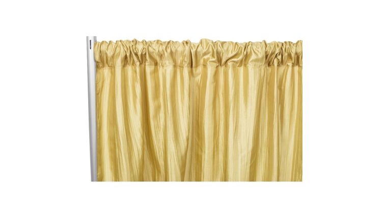 10′ Accordion Crinkle Taffeta Drape/Backdrop Starter Kit – Gold | Rental