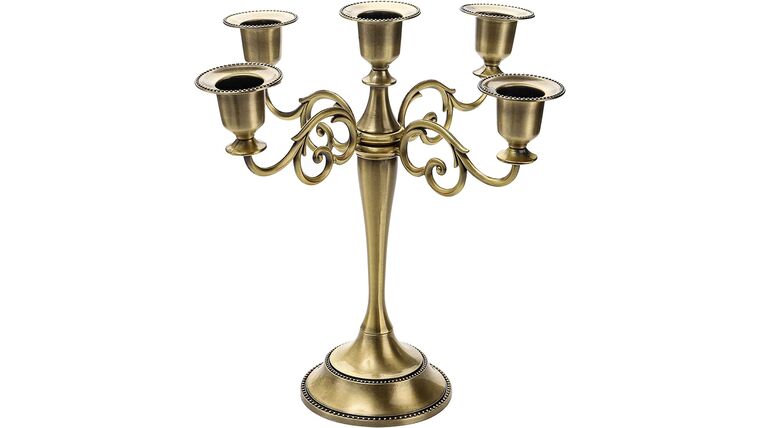 5 Arm Candelabra, 10.4 Inch Antique Bronze Candle Holder Bronze Candelabra Candlestick Holder for 1 Inch Diameter Pillar Candles, Taper Candles Holder, Candelabra Decoration, Wedding | Rental 5 Arm Candelabra, 10.4 Inch Antique Bronze Candle Holder Bronze Candelabra Candlestick Holder for 1 Inch Diameter Pillar Candles, Taper Candles Holder, Candelabra Decoration, Wedding | Rental