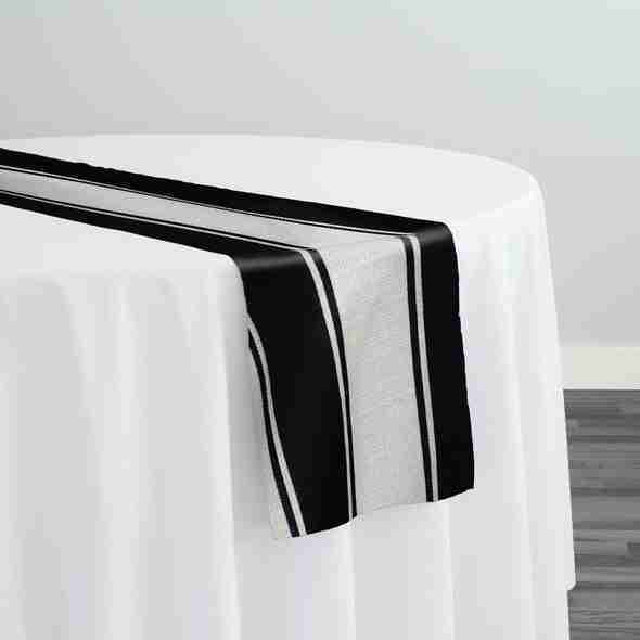 Cabana Stripe Table Runner in Black / White | Rental Cabana Stripe Table Runner in Black / White | Rental