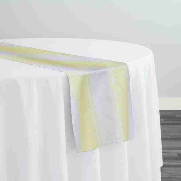 Cabana Stripe Table Runner in Yellow / White | Rental Cabana Stripe Table Runner in Yellow / White | Rental