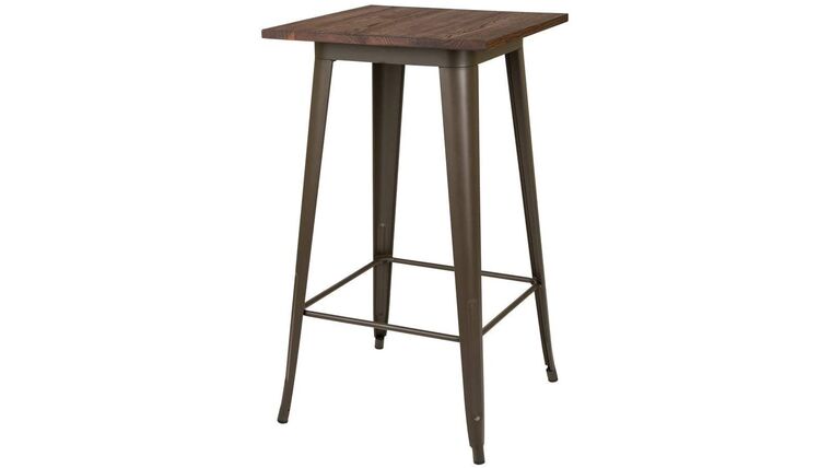 Modern Square High Boy Table – Rustic Wood/Metal | Rental Modern Square High Boy Table – Rustic Wood/Metal | Rental