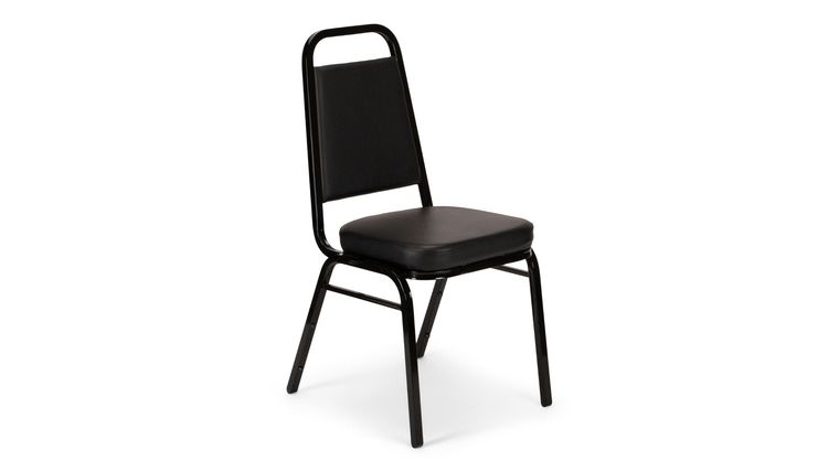 Banquet Chair – Black Vinyl | Rental