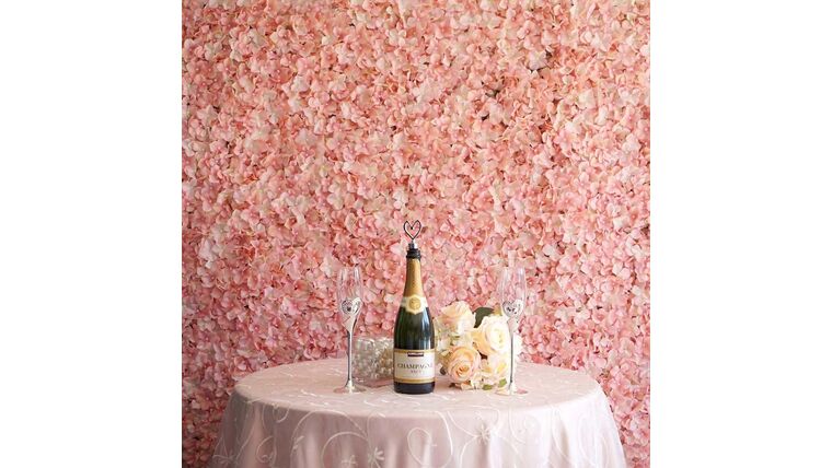 Flower Wall – UV Protected Hydrangea Flowers Wall Mat Panel – Blush | Rose Gold | Rental