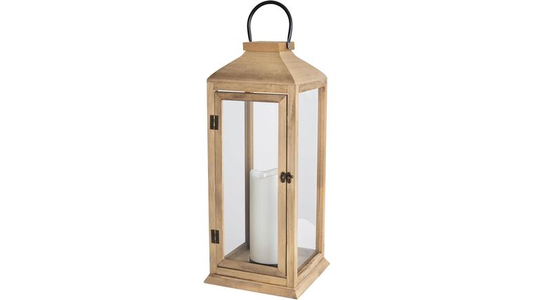 Lanterns Decorative – 27.5in New Zealand Pine Lanterns Decorative with Flameless Pillar Candles, Decorative Lanterns for Home Decor, Indoor Outdoor, Front Porch, Garden, Farmhouse Style | Rental