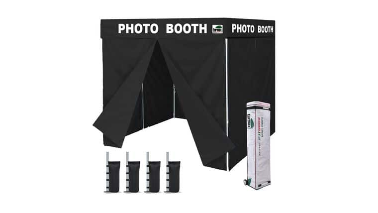 8′ x 8′ Flat Pop Up Photo Booth Enclosure – Black | Rental