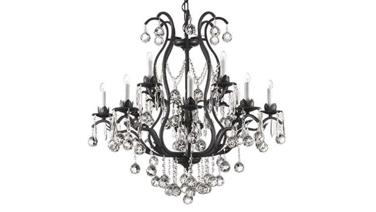 Wrought Iron Chandelier Lighting Dressed With Swarovski Crystals | Rental